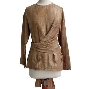💖 NWT Zara Tan Textured Wrap Blouse